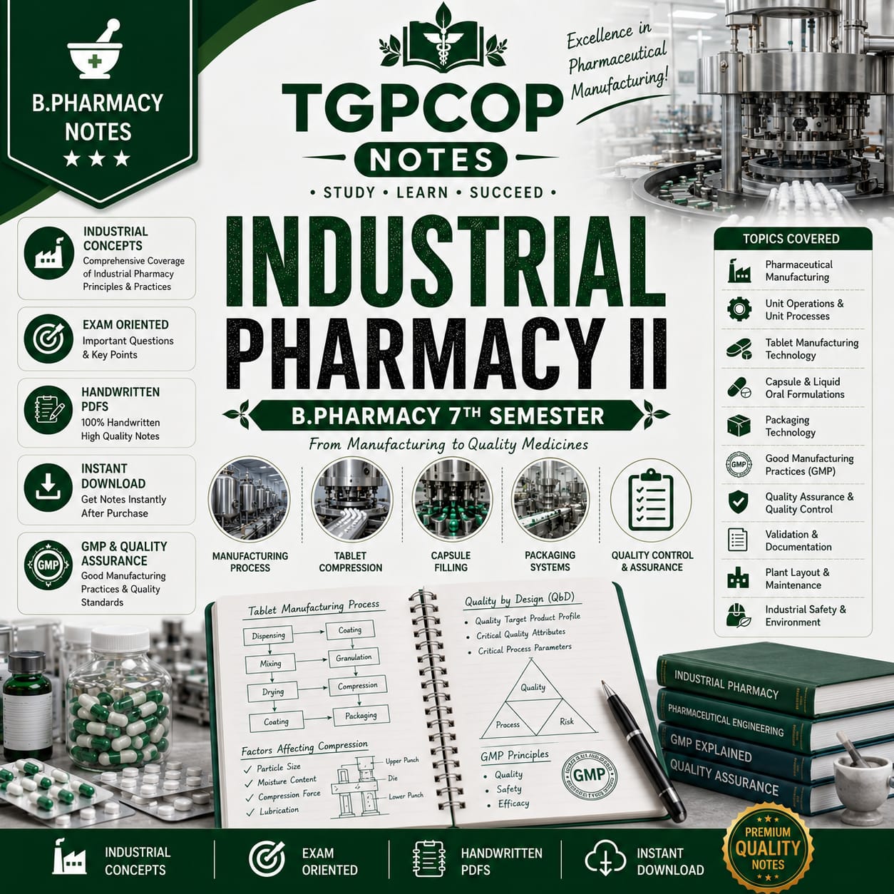 TGPCOP NOTES – Industrial Pharmacy II (B.Pharm 7th Sem)