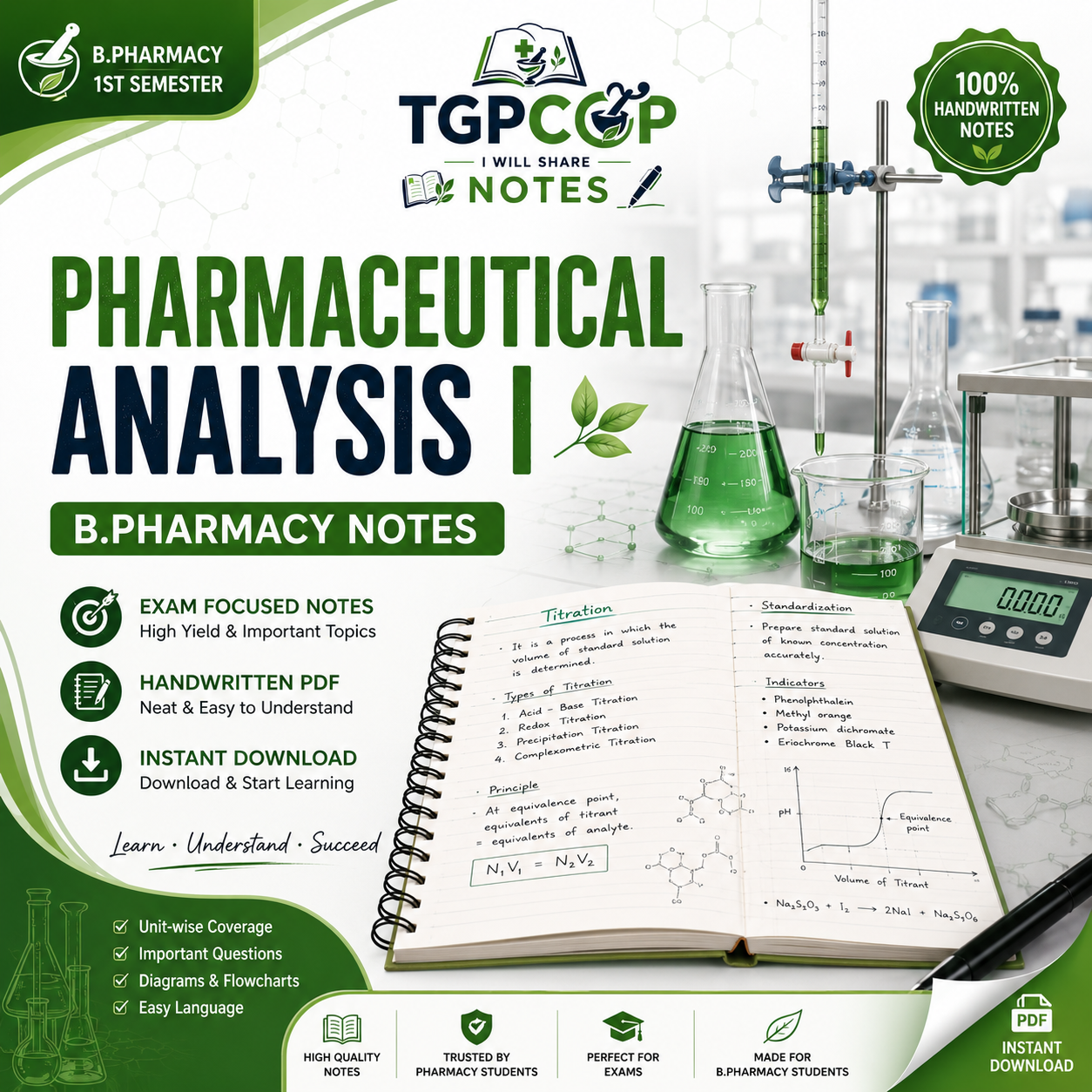 TGPCOP NOTES – Pharmaceutical Analysis I (B.Pharm 1st Sem)