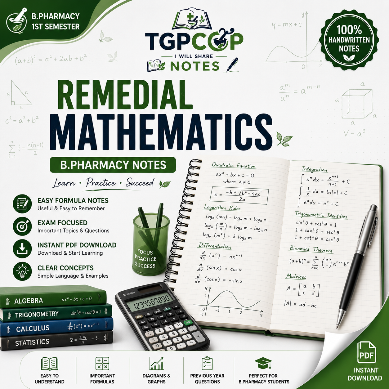 TGPCOP NOTES – Remedial Mathematics (B.Pharm 1st Sem)