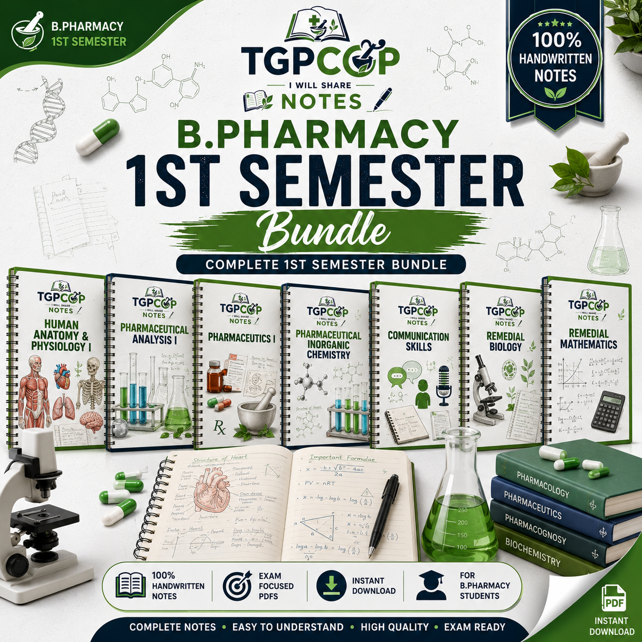 B.Pharmacy 1st Semester Notes Bundle | TGPCOP NOTES