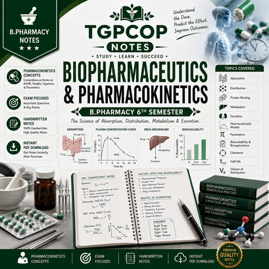 TGPCOP NOTES – Biopharmaceutics & Pharmacokinetics (B.Pharm 6th Sem)