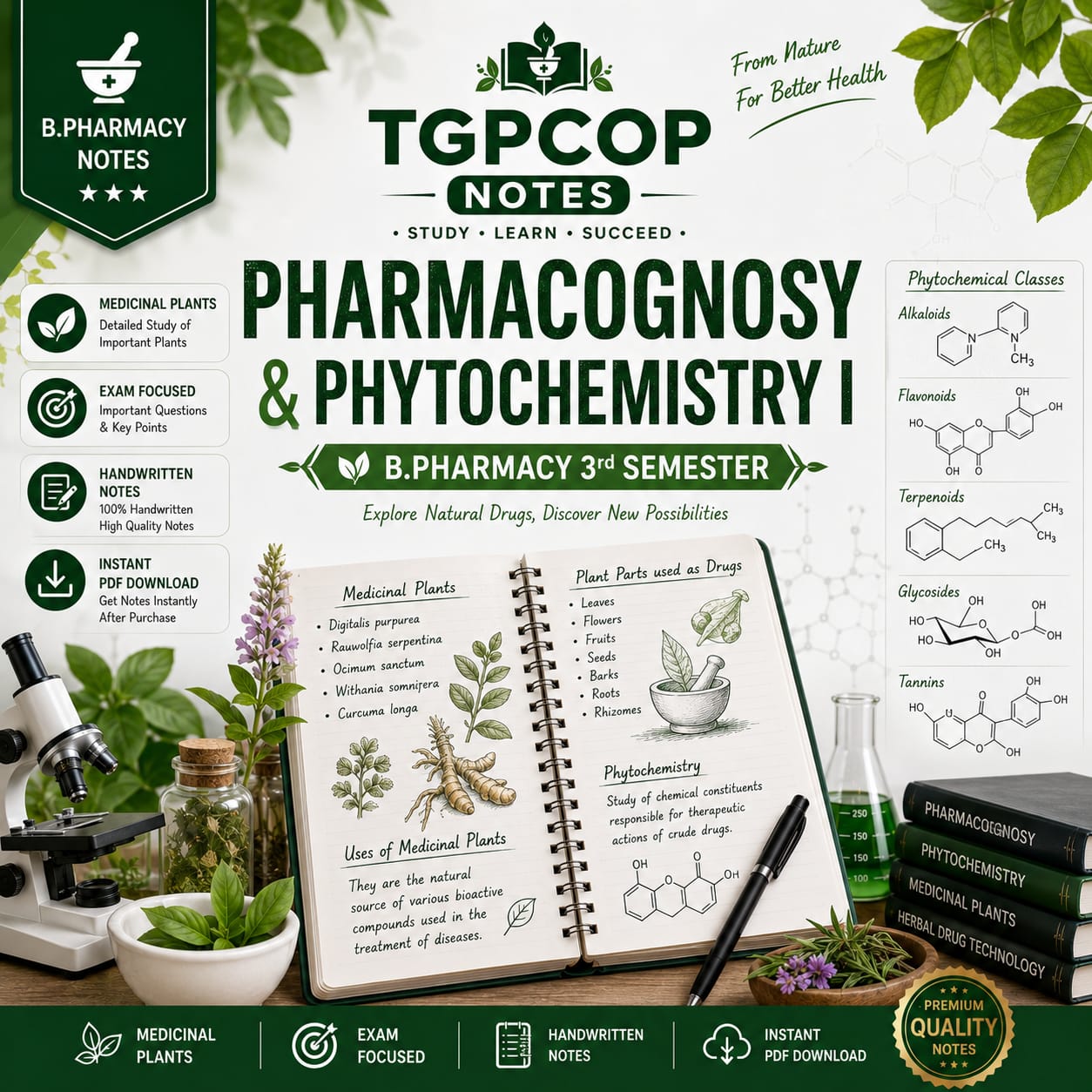 TGPCOP NOTES – Pharmacognosy & Phytochemistry I (B.Pharm 3rd Sem)