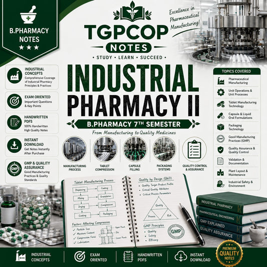 TGPCOP NOTES – Industrial Pharmacy II (B.Pharm 7th Sem)