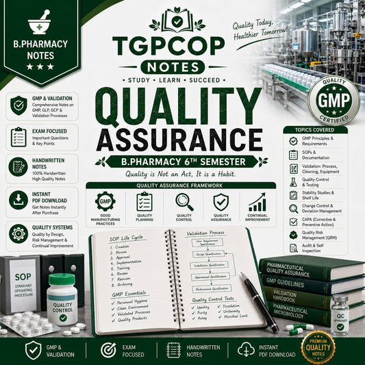 TGPCOP NOTES – Quality Assurance (B.Pharm 6th Sem)