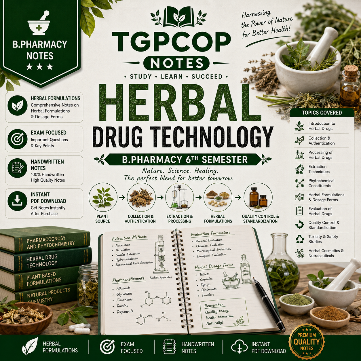 TGPCOP NOTES – Herbal Drug Technology (B.Pharm 6th Sem)