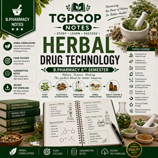 TGPCOP NOTES – Herbal Drug Technology (B.Pharm 6th Sem)