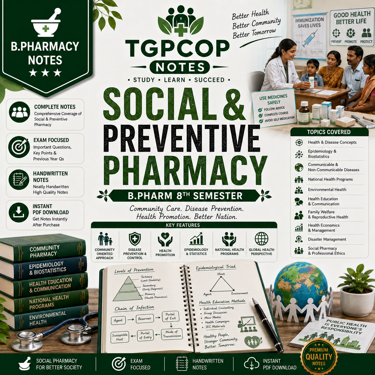 TGPCOP NOTES – Social & Preventive Pharmacy (B.Pharm 8th Sem)