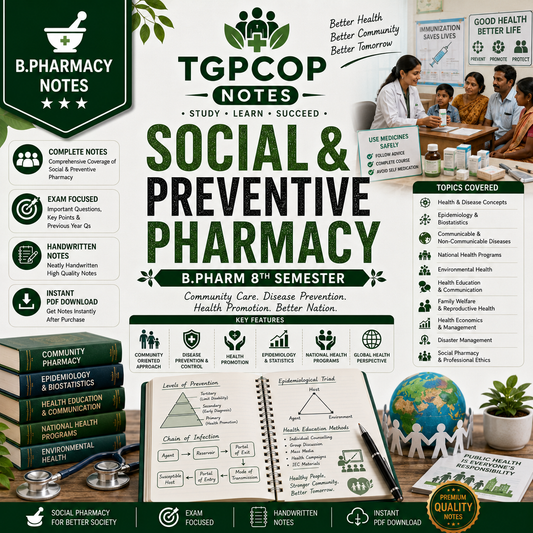 TGPCOP NOTES – Social & Preventive Pharmacy (B.Pharm 8th Sem)