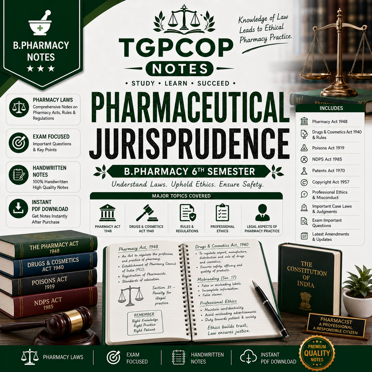 TGPCOP NOTES – Pharmaceutical Jurisprudence (B.Pharm 5th Sem)