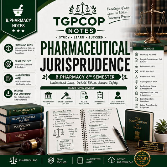 TGPCOP NOTES – Pharmaceutical Jurisprudence (B.Pharm 5th Sem)