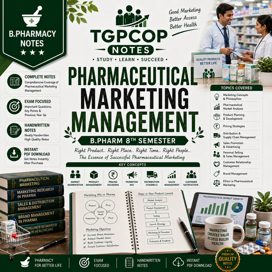 TGPCOP NOTES – Pharmaceutical Marketing Management (B.Pharm 8th Sem)